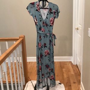 Flower print wrap dress
